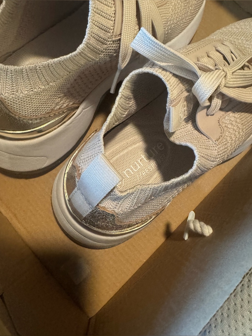 Nurture by Lamaze Beige Knit Lace-Up Slip-On Athletic Sneakers - Picture 2 of 5